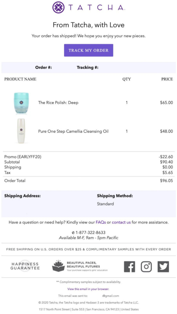 Transactional email example