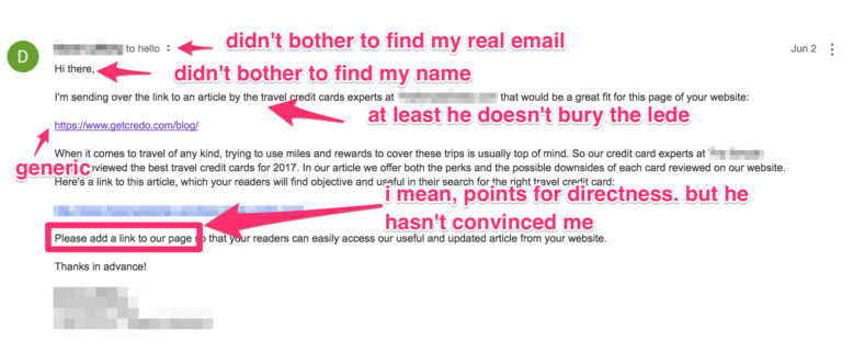 Bad Outreach Email Example